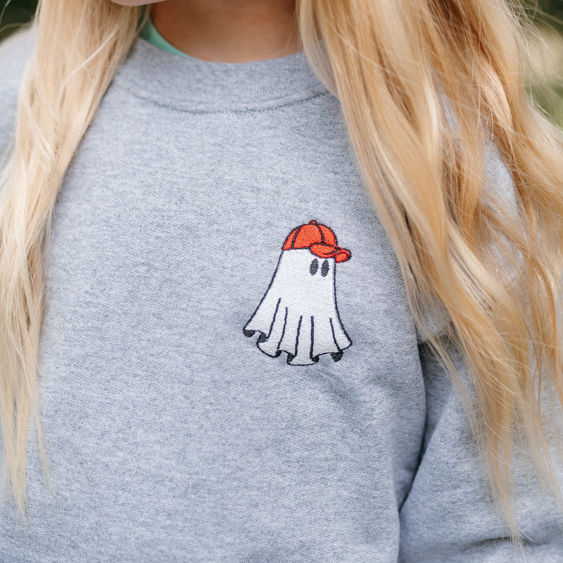 Ghost Dude w/ Red Hat - Embroidered Child Sweater