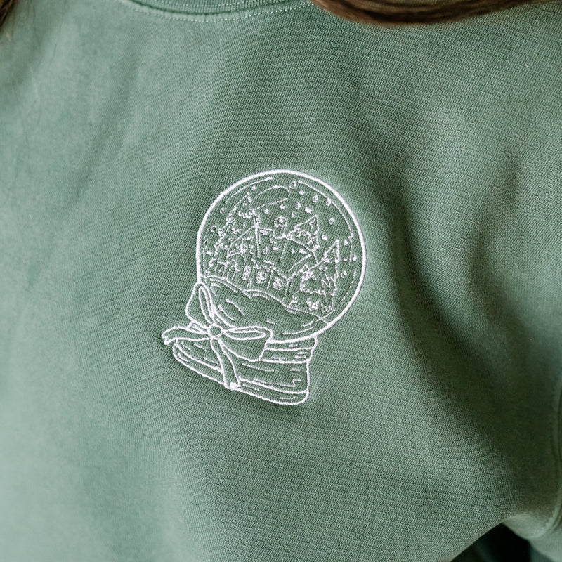 Snowglobe / There's No Place Like Home - Embroidered/Printed Pigment Crewneck