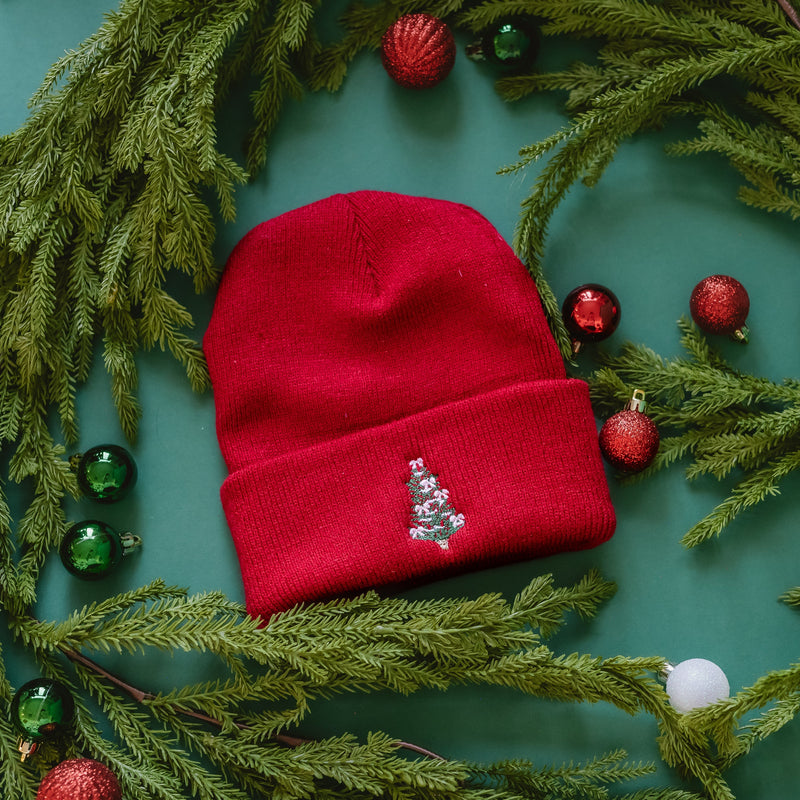 Christmas Tree w/ Bow - Adult Beanie