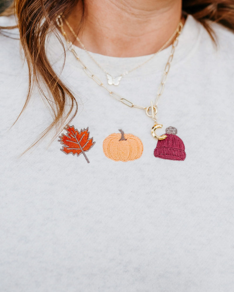 Embroidered ELEVATED Fleece - Natural Heather - Fall Trio (center)