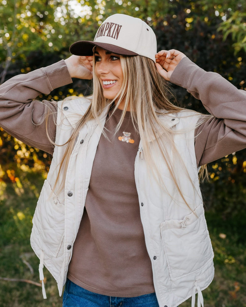 Embroidered PIGMENT Crewneck - Fall Teddy Bear (center)