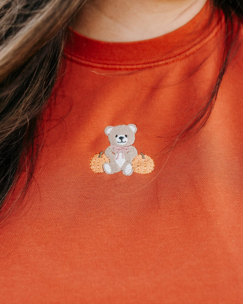 Embroidered PIGMENT Crewneck - Fall Teddy Bear (center)