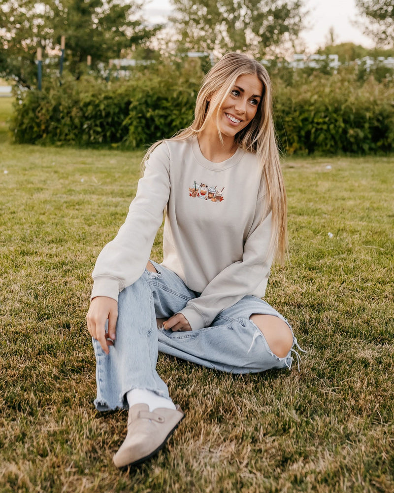 Embroidered BASIC Fleece - Pumpkin Drinks (center)