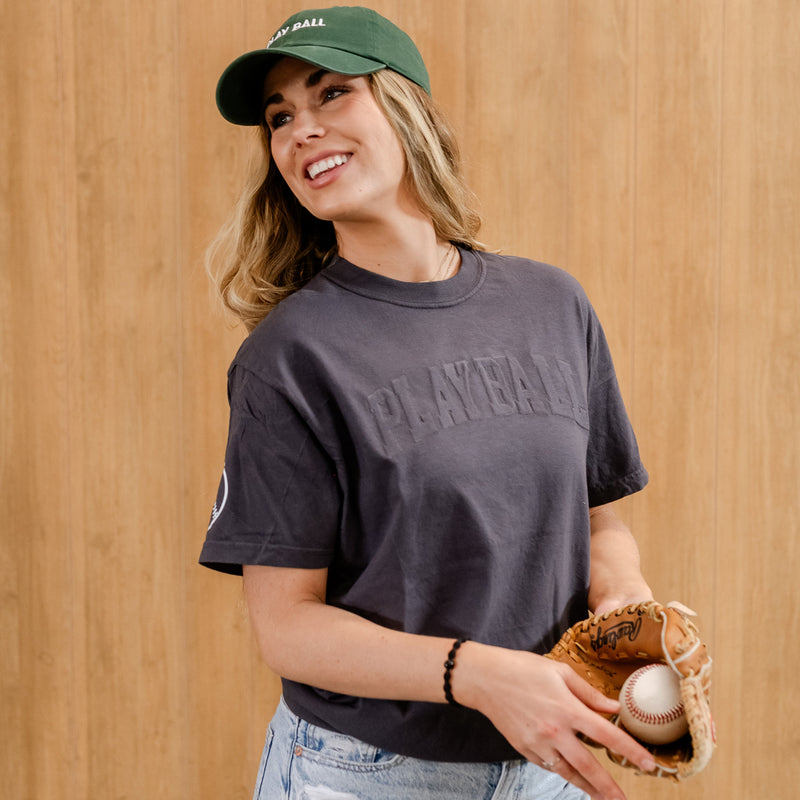 Embossed Embroidery - Play Ball - Custom Number Comfort Colors Tee