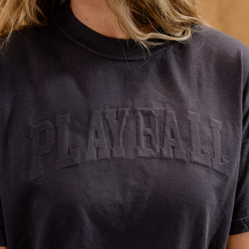 Embossed Embroidery - Play Ball - Custom Number Comfort Colors Tee