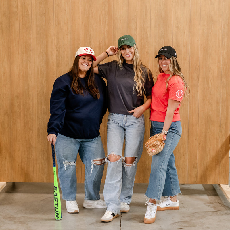 Embossed Embroidery - Play Ball - Custom Number Comfort Colors Tee