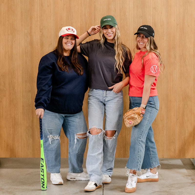 Embossed Embroidery - Play Ball - Custom Number Comfort Colors Tee