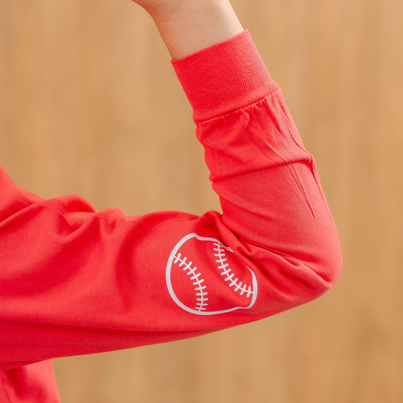 There's No Crying In Baseball (elbows) - Custom Number - LONG SLEEVE Comfort Colors Tee