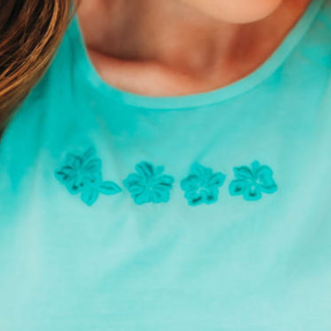 Embroidered Tone on Tone - Comfort Colors TANK - Hibiscus x4 Flowers