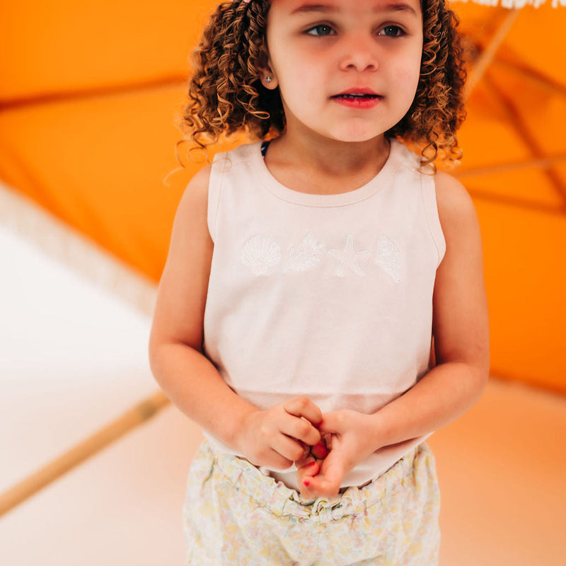 Embroidered Child TANK - 4 Shells In A Row
