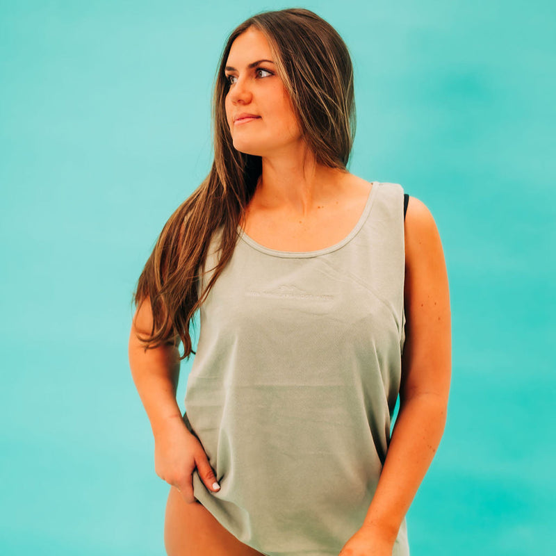 Embroidered Tone on Tone - Comfort Colors TANK - High Tides And Good Vibes