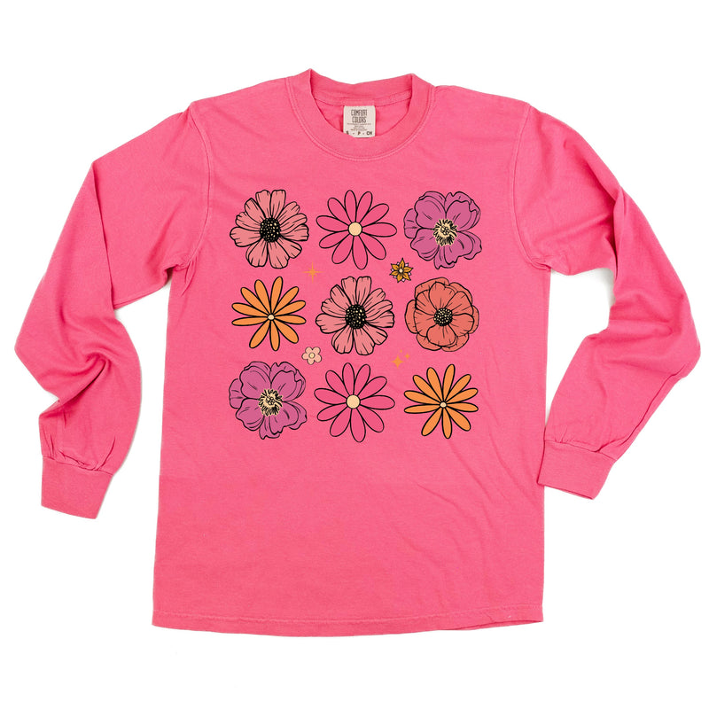 3x3 Spring Flowers - Long Sleeve Comfort Colors Tee