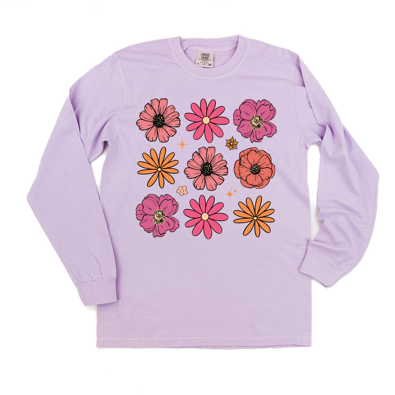 3x3 Spring Flowers - Long Sleeve Comfort Colors Tee