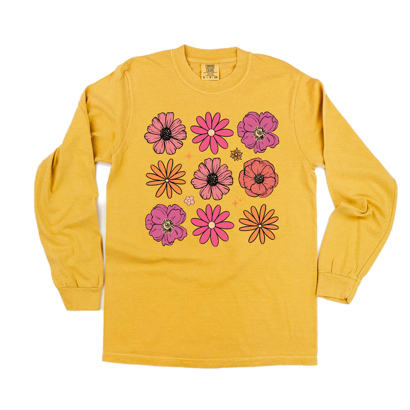 3x3 Spring Flowers - Long Sleeve Comfort Colors Tee