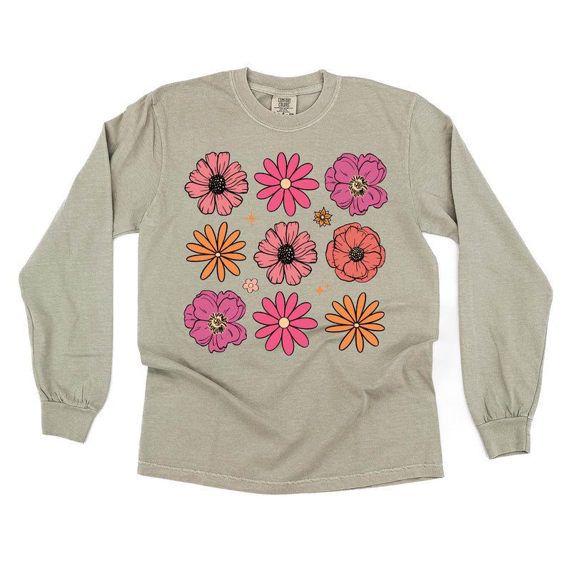 3x3 Spring Flowers - Long Sleeve Comfort Colors Tee