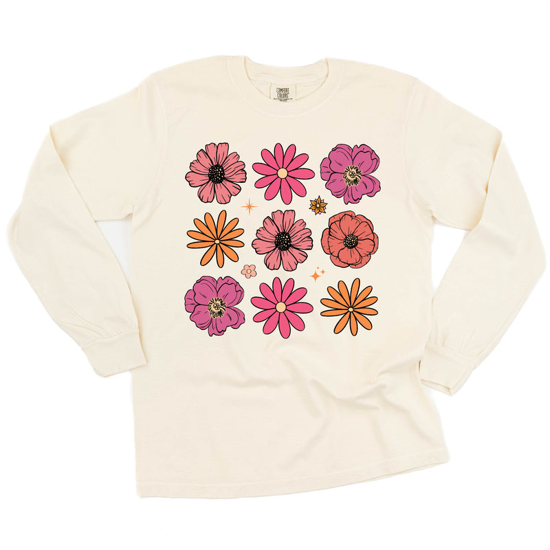 3x3 Spring Flowers - Long Sleeve Comfort Colors Tee