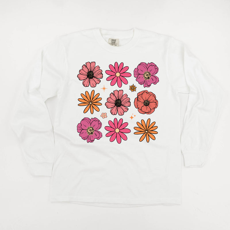 3x3 Spring Flowers - Long Sleeve Comfort Colors Tee