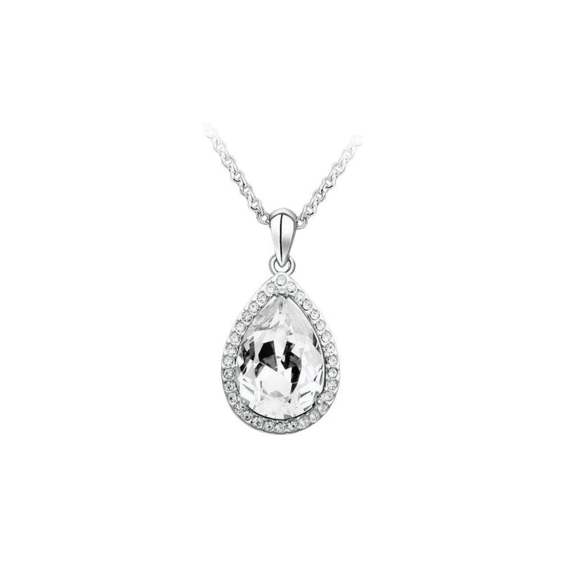 Large Crystal Teardrop Pendant Necklace