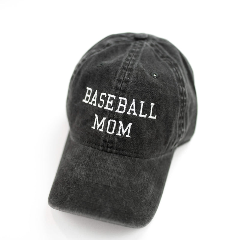 Sports Mom - (Choose Your Sport) - Heather Black w/ White - Adult Baseball Cap