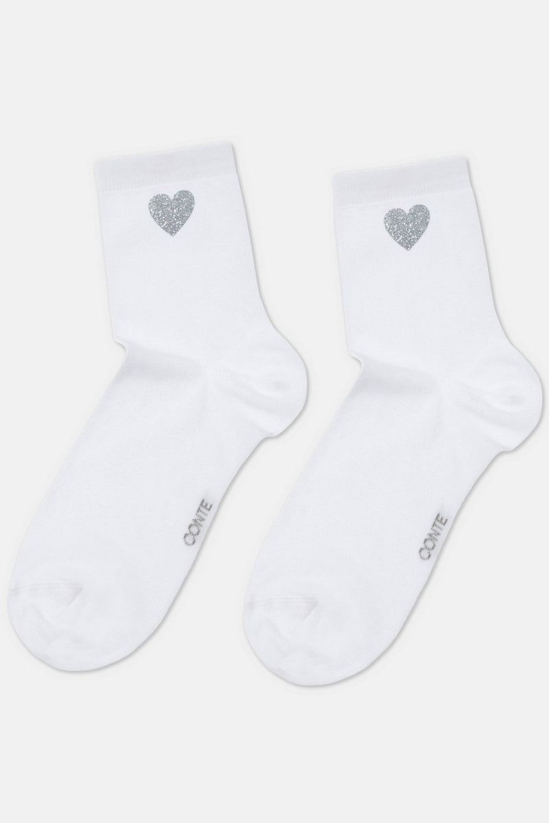 Cotton Socks Conte Classic 427 - Shimmering Heart Pattern