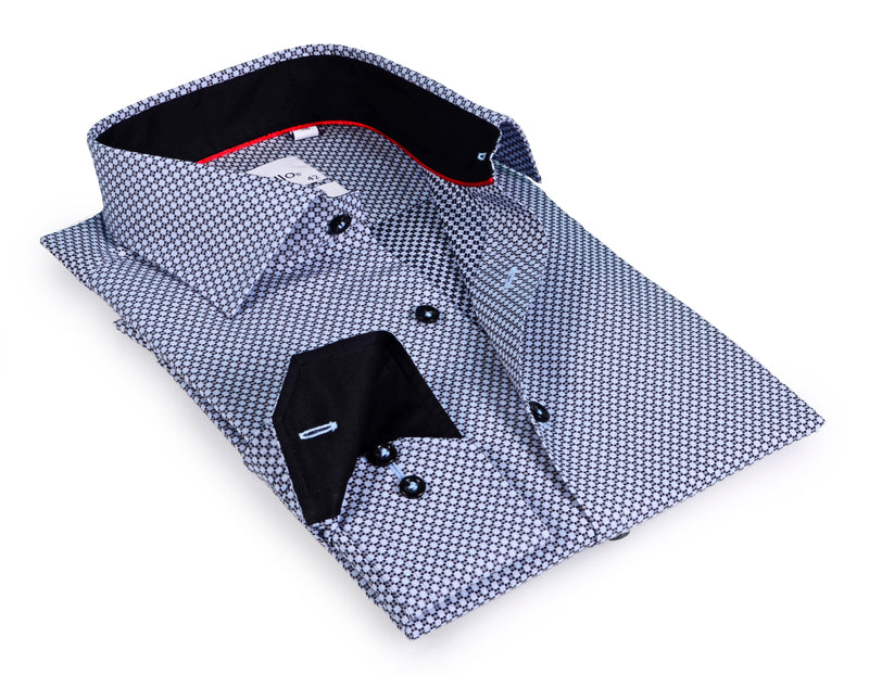 Long Sleeve Black Shirt with contract trimming // Dual cuffs// contemporary fit