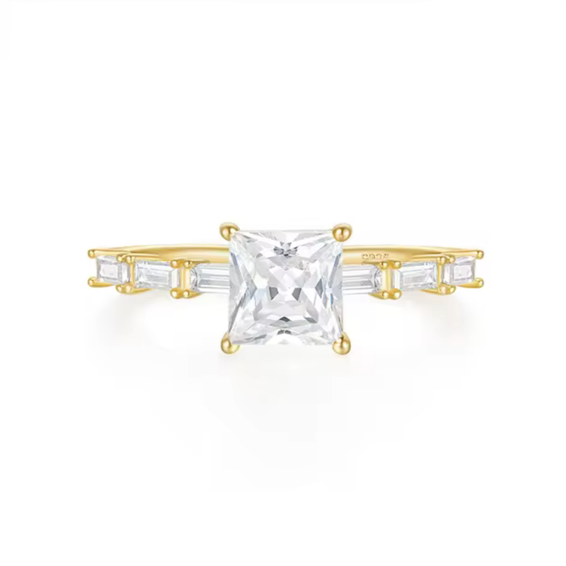 Lumina Luxurious Ring with Princess-Cut AAAAA Cubic Zirconia