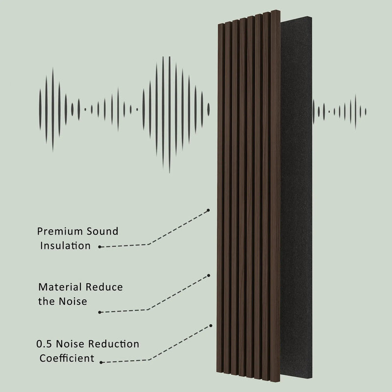 Luxury Smoked Walnut Acoustic Solid Wood Slat Wall Panels ( 2 Panels Per Box）