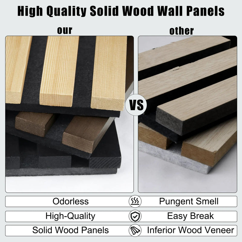 Luxury Smoked Walnut Acoustic Solid Wood Slat Wall Panels ( 2 Panels Per Box）