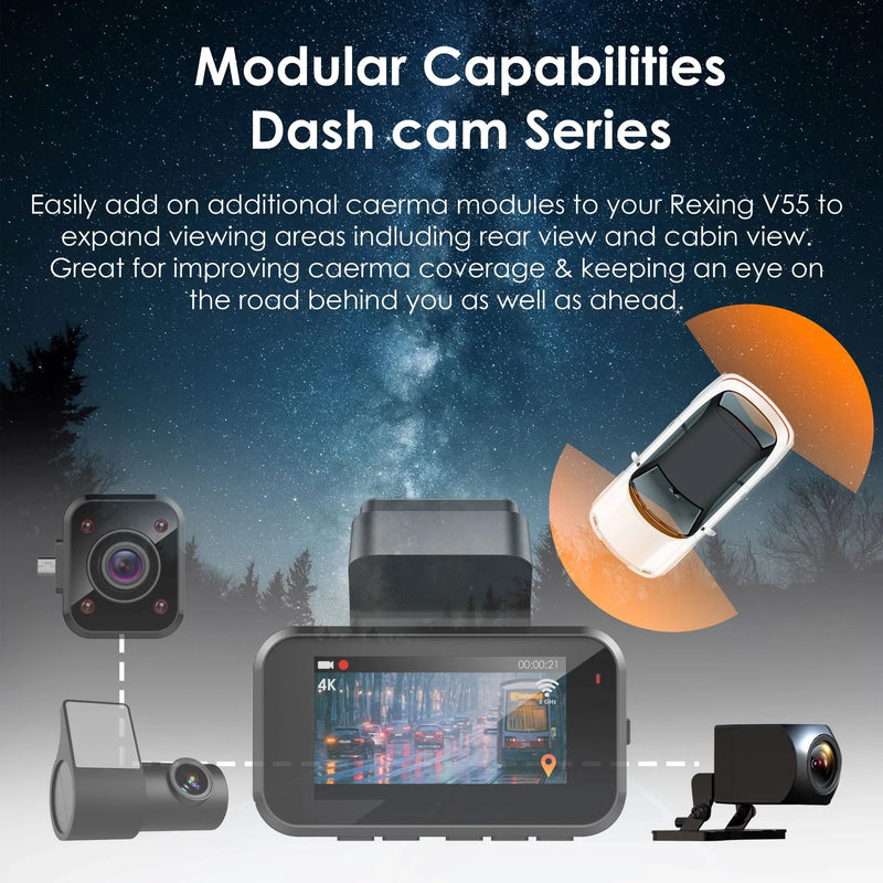 Rexing Waterproof Rear View Camera For V55 Premium 4K Modular Capabilities Car Dash Cam