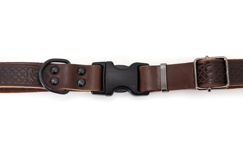Celtic Sport Chocolate Leather Dog Collar