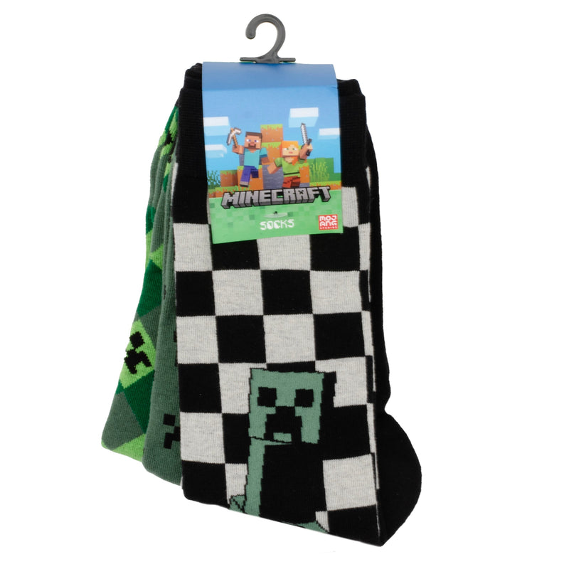 Minecraft Creeper Men's Sock Set – 3 Pairs