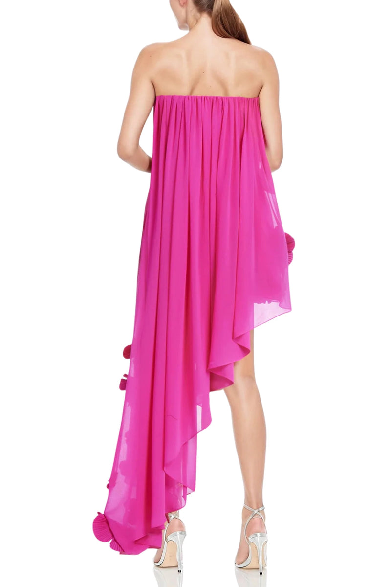 One 33 Social Maeve Strapless Tent Silhouette Floral Asymmetrical Hem Maxi Dress