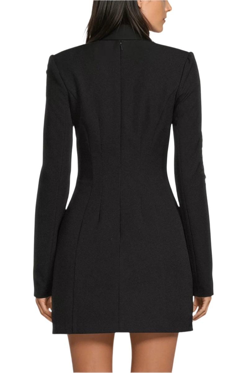 One 33 Social Camryn Crew Neckline Long Sleeves Embellished A-Line Black Mini Dress