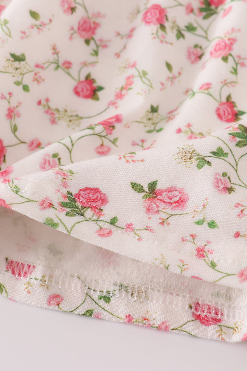 Pink rose hand smocked pants set