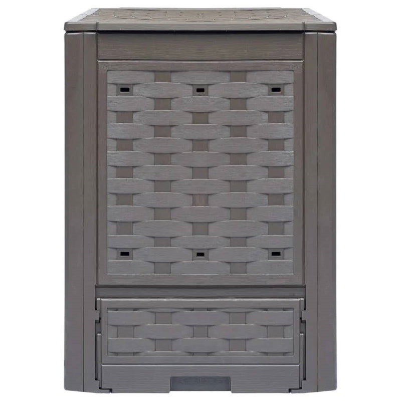 Set of 2 - Outdoor Garden 158 Gallon Compost Bin Set in Brown Plastic Rattan