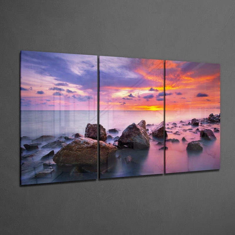 Red Sunset Mega Glass Wall Art