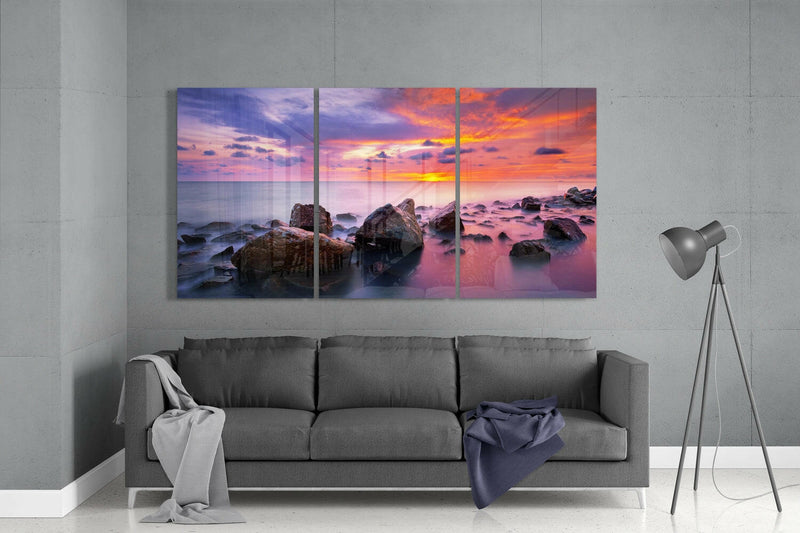 Red Sunset Mega Glass Wall Art