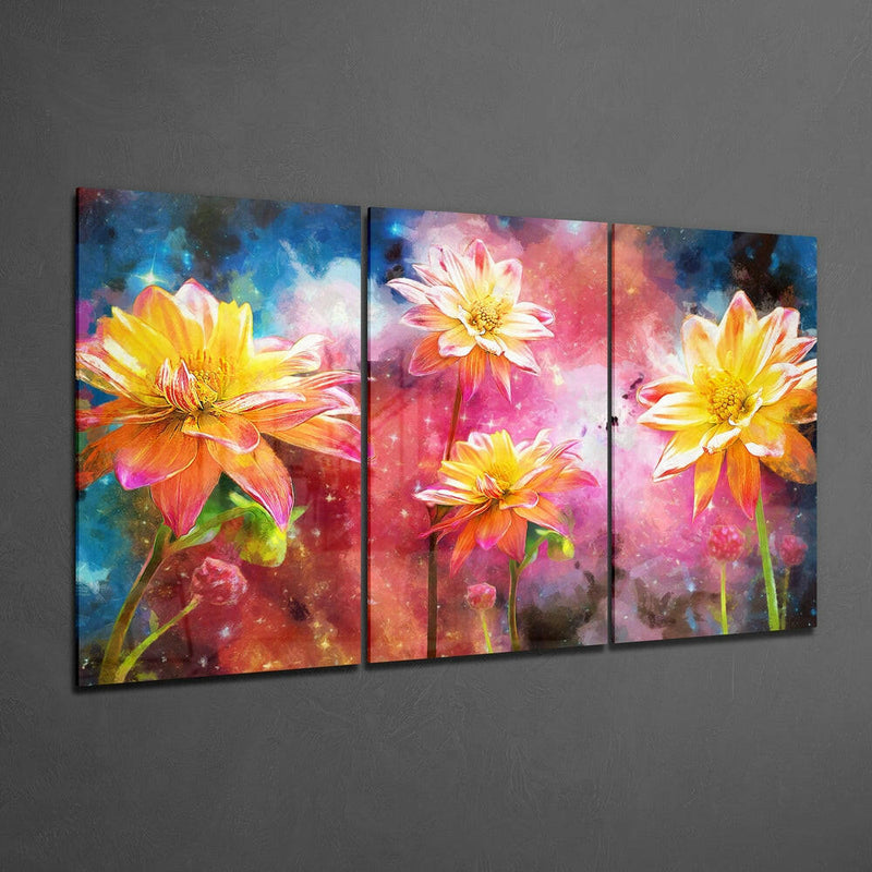 Yellow Flowers Mega Glass Wall Art