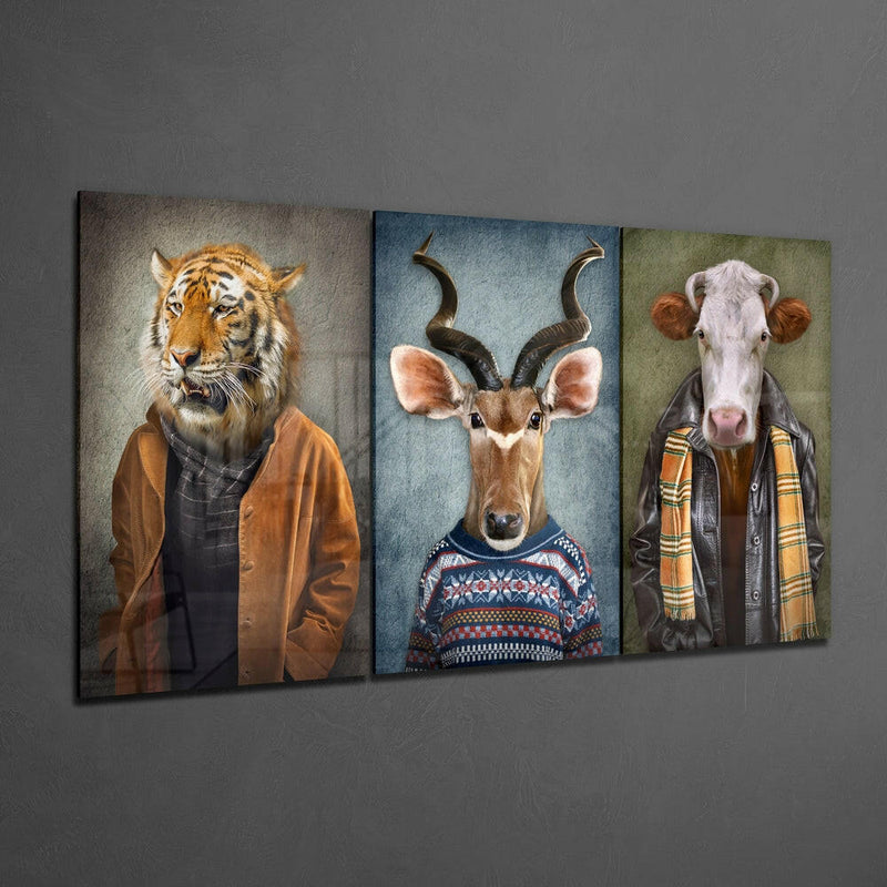 Animal Heads Mega Glass Wall Art