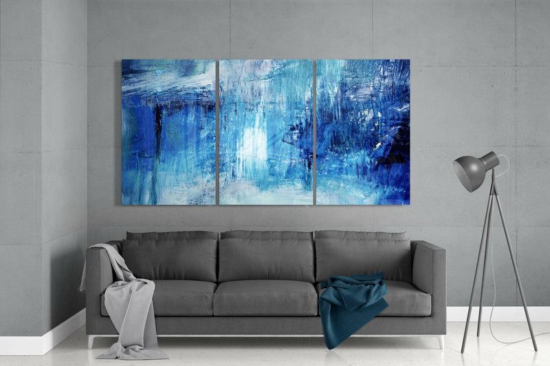 Abstract Blue Mega Glass Wall Art