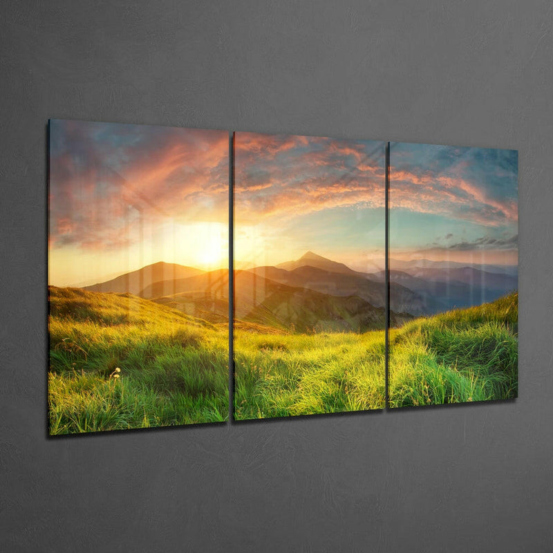Sunset in the Countryside Mega Glass Wall Art