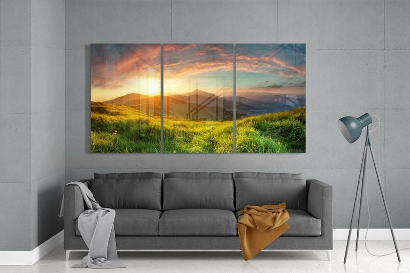 Sunset in the Countryside Mega Glass Wall Art