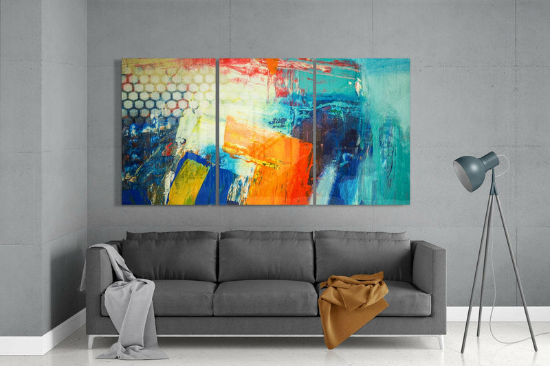 Colorful Brush Strokes Mega Glass Wall Art