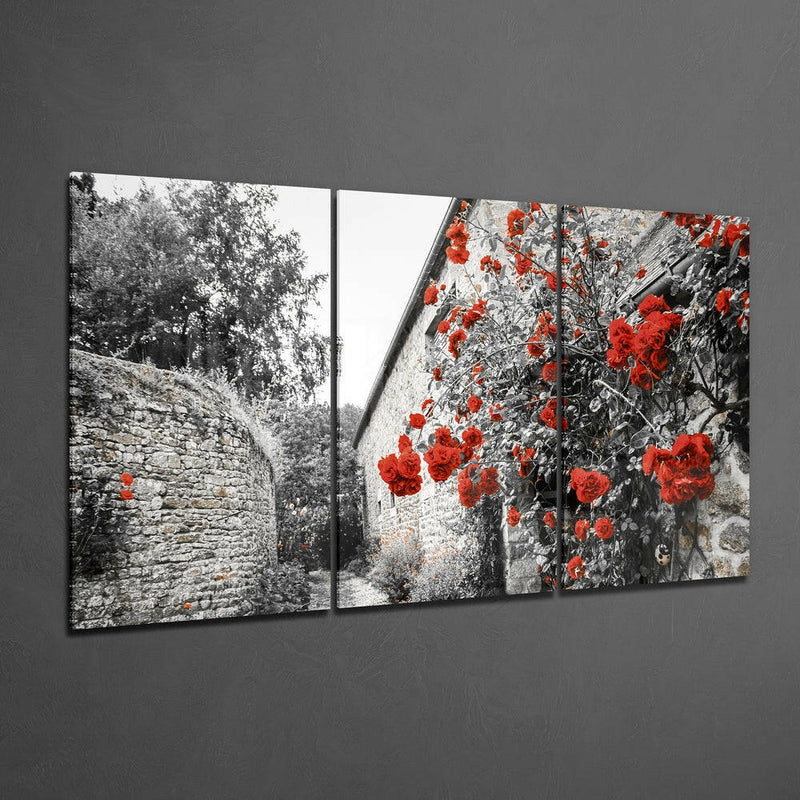 Red Flowers Mega Glass Wall Art