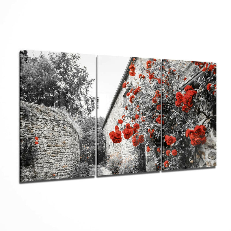 Red Flowers Mega Glass Wall Art