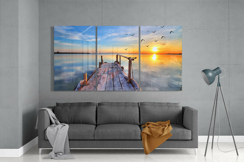 Sunset on the Beach Mega Glass Wall Art