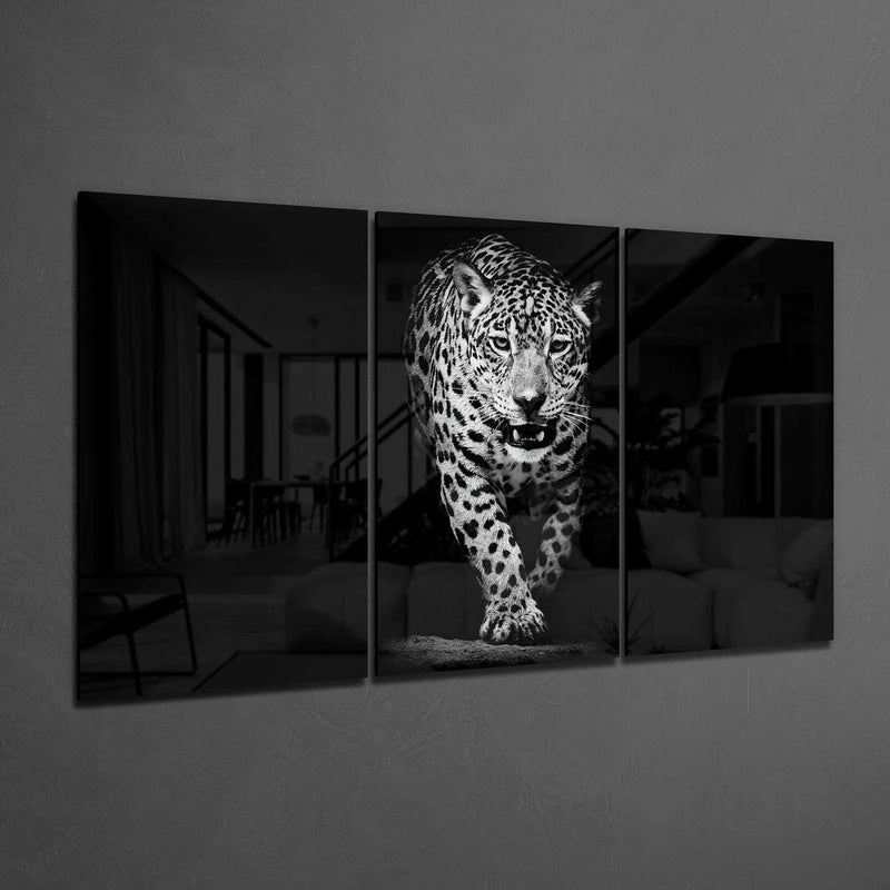Leopard in the Dark Mega Glass Wall Art