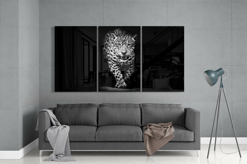 Leopard in the Dark Mega Glass Wall Art