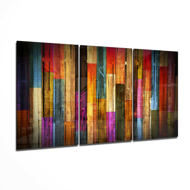 Painted Wood Mega Glass Wall Art