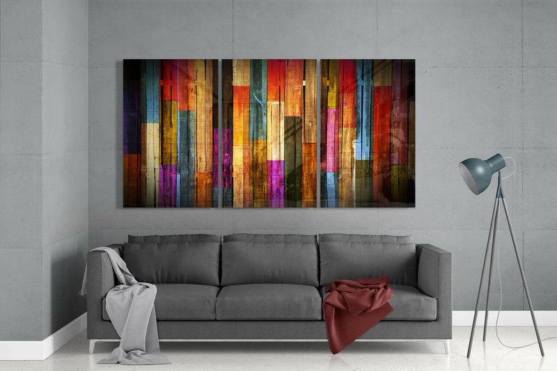 Painted Wood Mega Glass Wall Art